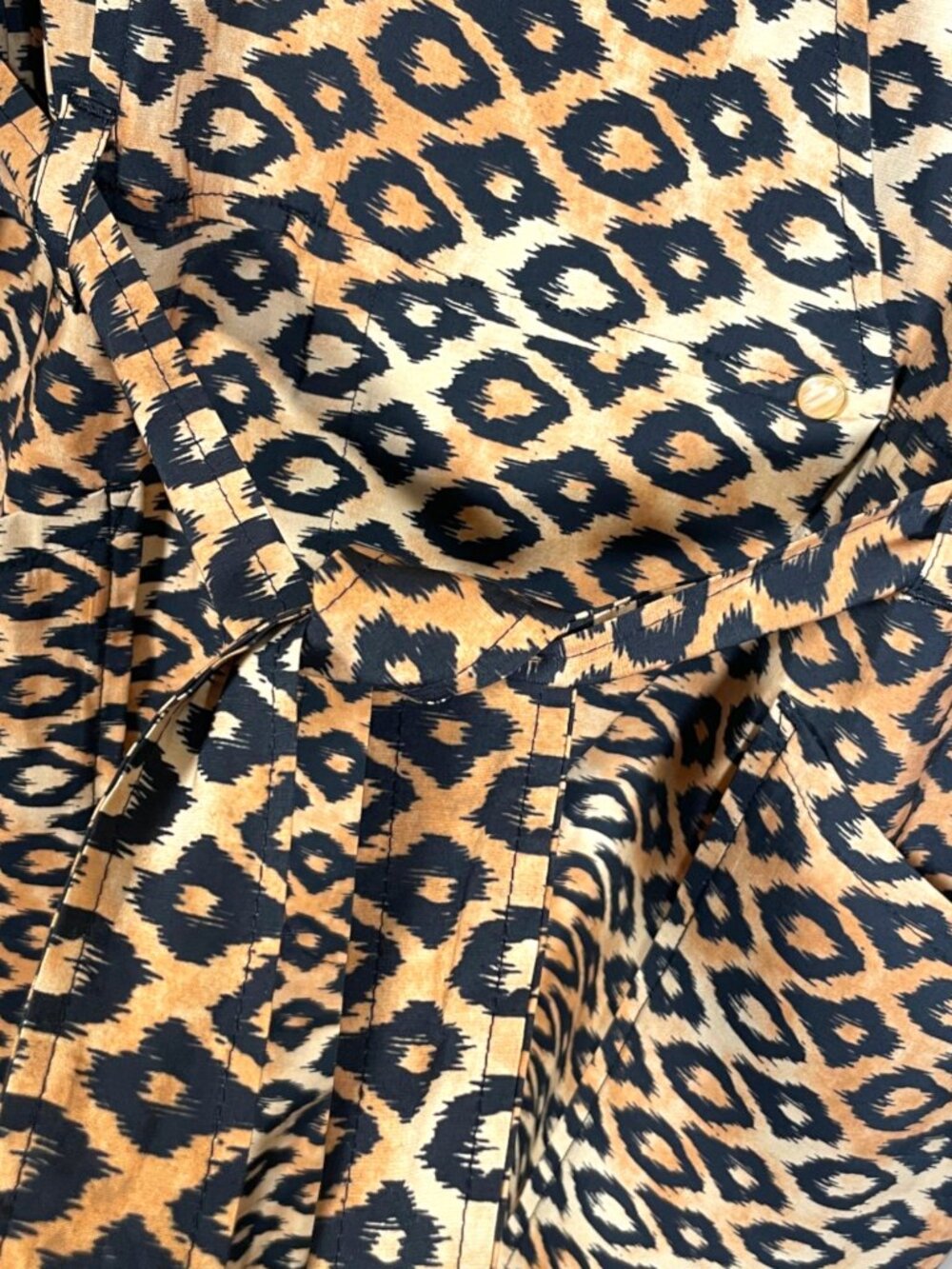 Scotch & Soda Animal Print Jumpsuit Sz S Black Tan Short Sleeve V-Neck Romper - Picture 2 of 10
